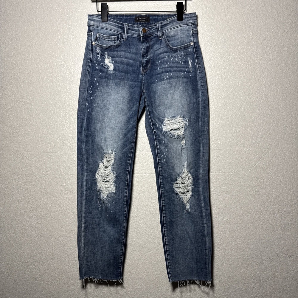 Judy Blue Light-Medium Blue Boyfriend Jeans